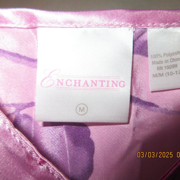 NOS~ENCHANTING SIZE MEDIUM FLORAL 100% POLYESTER (SILK LOOK) BABY DOLL NIGHTGOWN - Picture 2 of 10